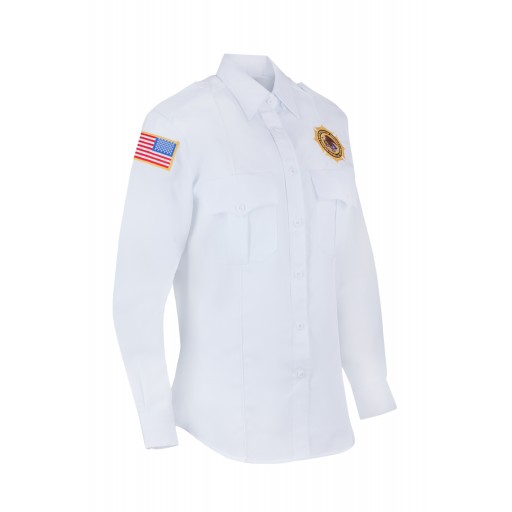 Women's White Poly/Rayon Long Sleeve Class A Dress Shirt