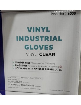 Vinyl Industrial Gloves, Case Of 1,000 Gloves